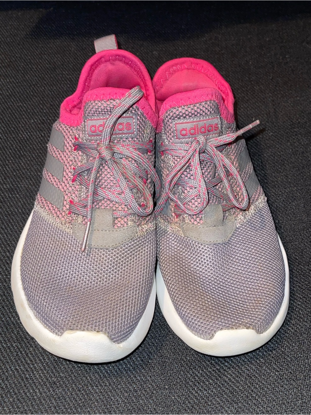 adidas Kids Gray and Pink Athletic Sneakers